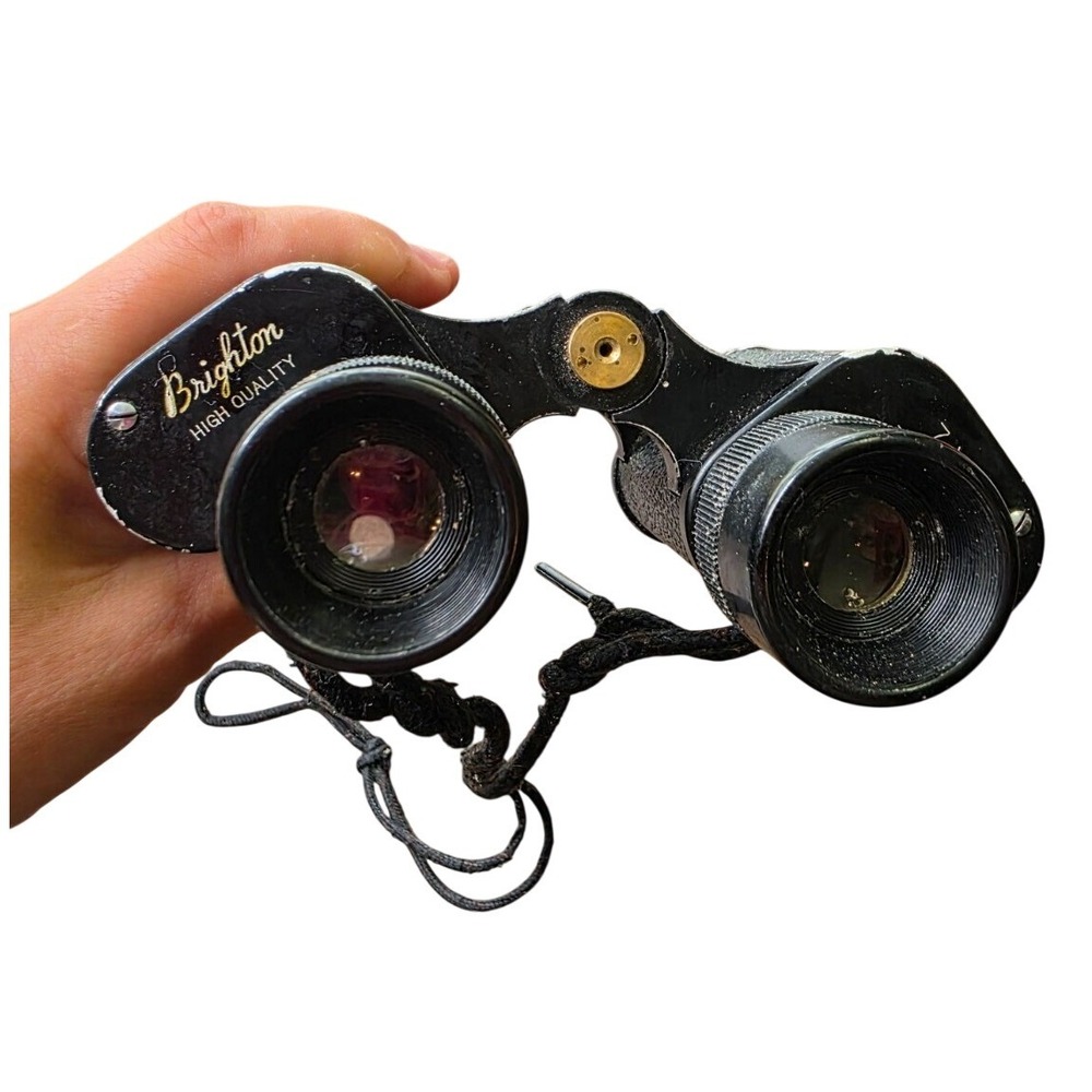 Vintage Brighton High Quality 7x35 Binoculars Black 341ft at 1000yds No 27655 F3